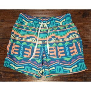 Chubbies Blocks Neon Multicolor Lined Swim Trunks Men's Size Medium